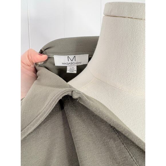 Magaschoni Collared Sweatshirt Size Large Olive Green Pullover Scuba Long Sleeve - Picture 7 of 7